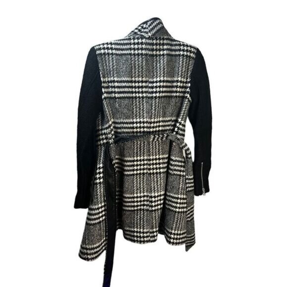 Guess‎ Plaid Houndstooth Wool Trench Coat Blazer Small - Picture 3 of 11